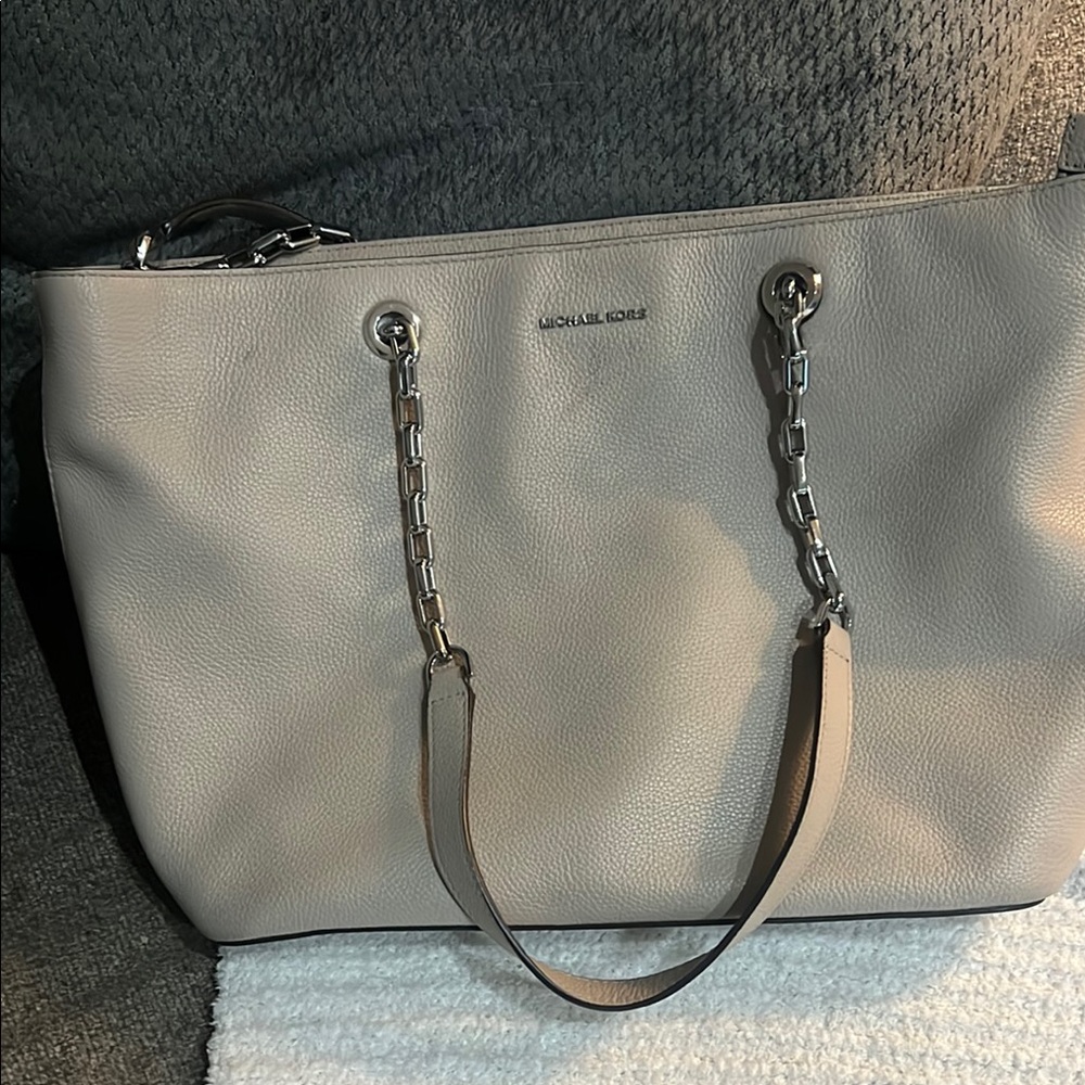 Michael Kors Gray Leather Tote Bag